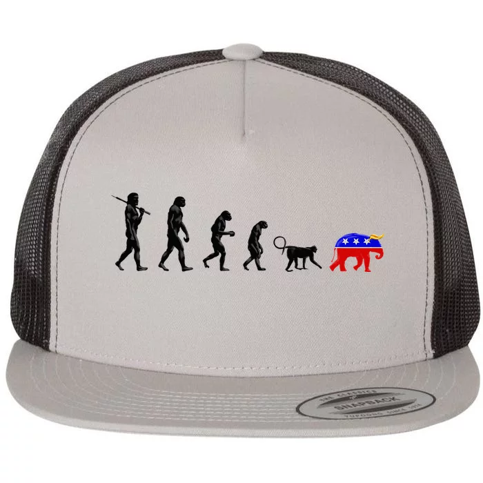Funny Pro-Democrat Anti-Republican Devolution Flat Bill Trucker Hat
