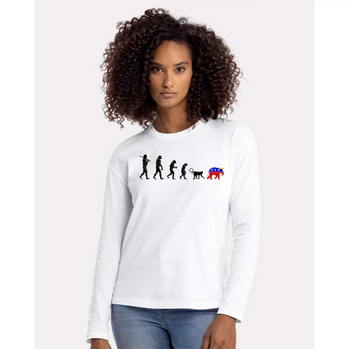 Funny Pro-Democrat Anti-Republican Devolution Womens Cotton Relaxed Long Sleeve T-Shirt