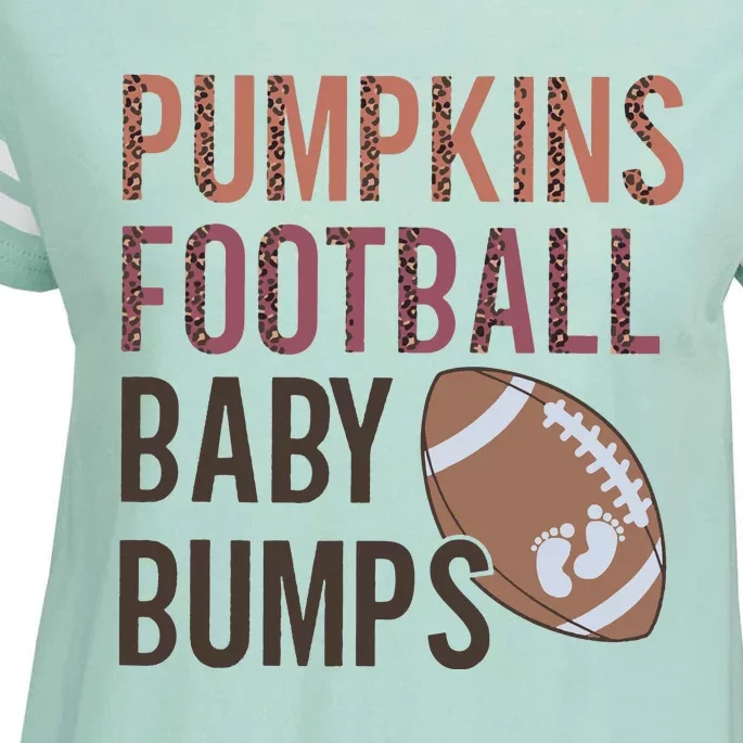 Football Pregnancy Announcement Fall Baby Reveal Thanksgiving Enza Ladies Jersey Football T-Shirt