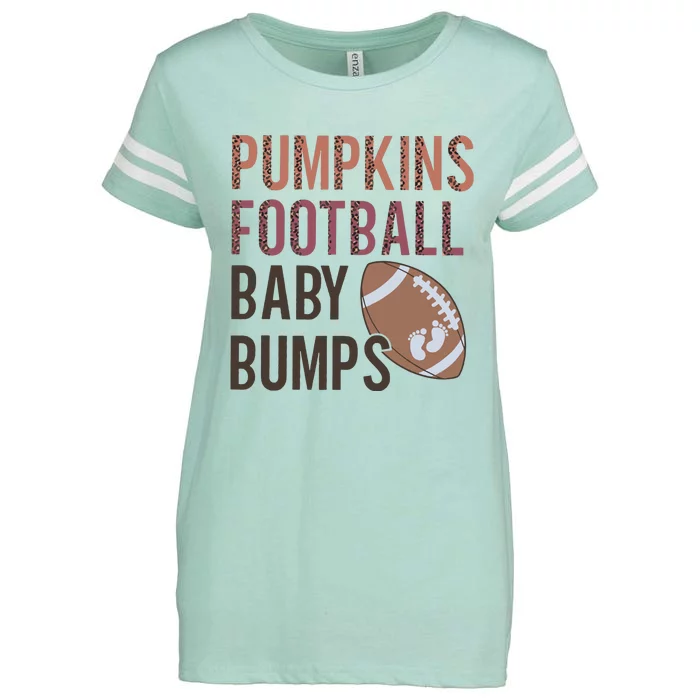 Football Pregnancy Announcement Fall Baby Reveal Thanksgiving Enza Ladies Jersey Football T-Shirt