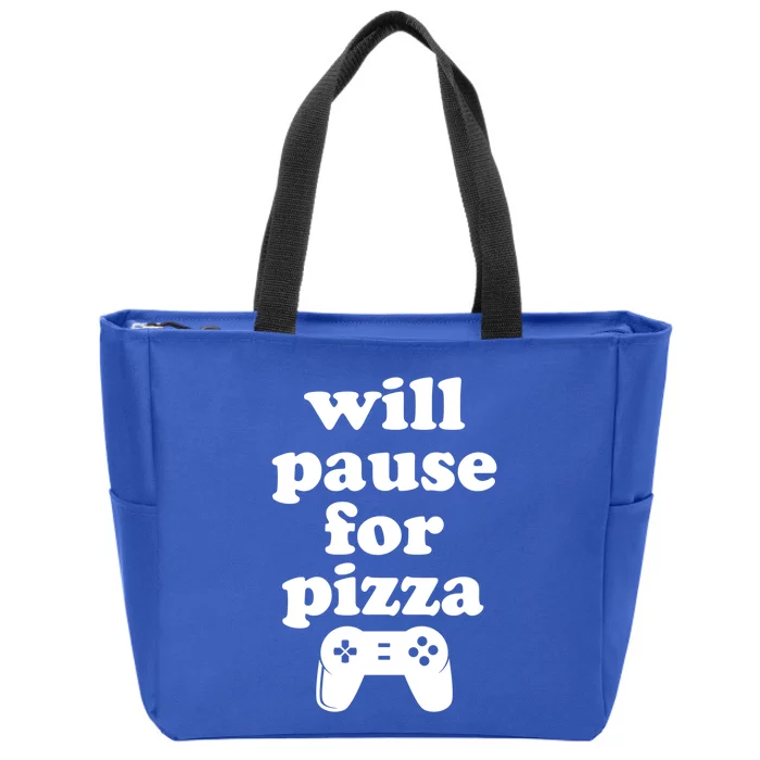 Funny Pizza And Video Games Cute Gift Zip Tote Bag