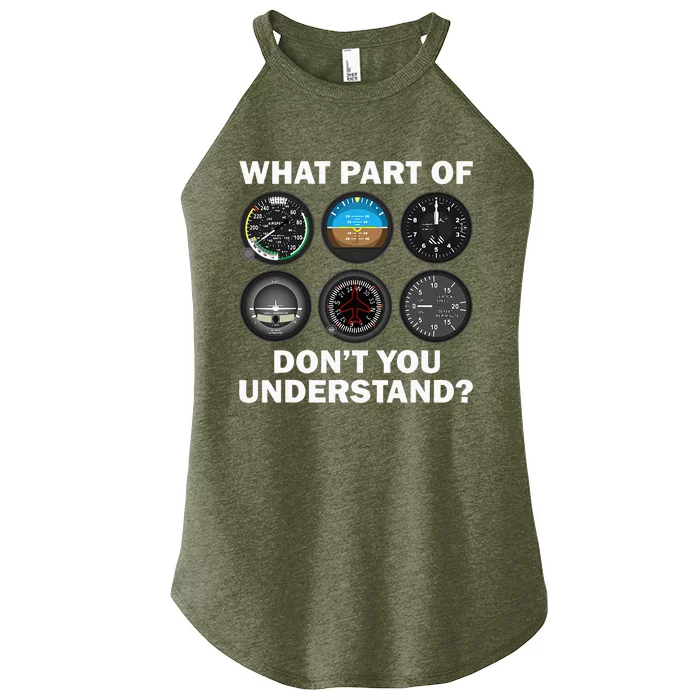 Funny Pilot Art Men Women Aviation Airline Pilot Instruments Women’s Perfect Tri Rocker Tank