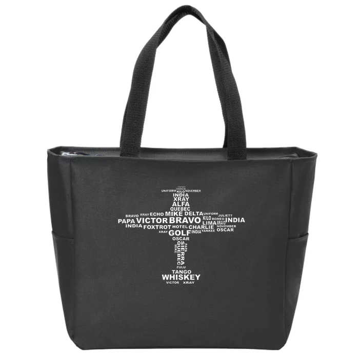 Full Phonetic Alphabet Plane Letters Zip Tote Bag