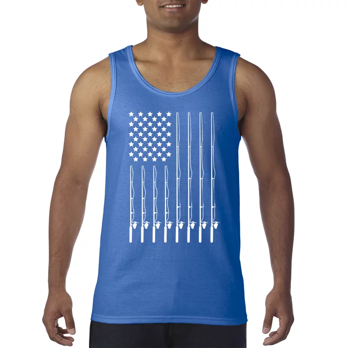 Fishing Pole American Flag Patriotic Outdoors Gift Tank Top