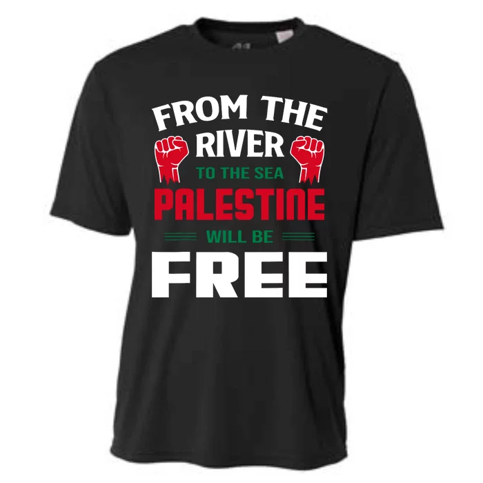 Free Palestine Arabic Support Palestine And Keffiyeh Palesti Cooling Performance Crew T-Shirt