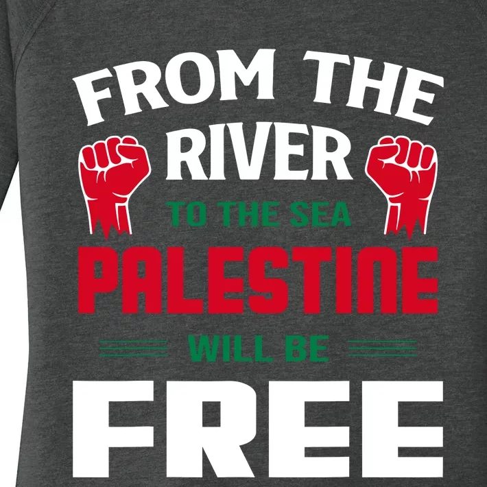 Free Palestine Arabic Support Palestine And Keffiyeh Palesti Women's Perfect Tri Tunic Long Sleeve Shirt