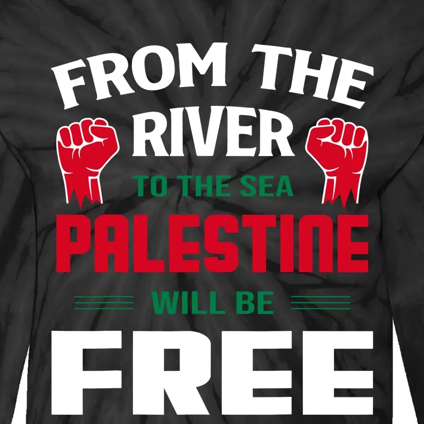 Free Palestine Arabic Support Palestine And Keffiyeh Palesti Tie-Dye Long Sleeve Shirt