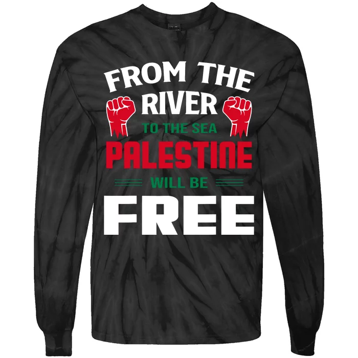 Free Palestine Arabic Support Palestine And Keffiyeh Palesti Tie-Dye Long Sleeve Shirt