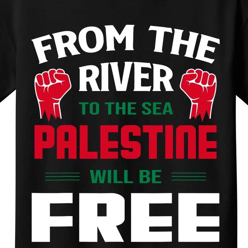 Free Palestine Arabic Support Palestine And Keffiyeh Palesti Kids T-Shirt