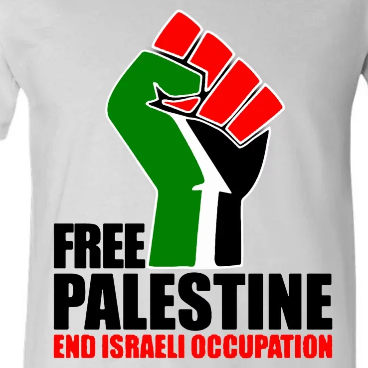 Free Palestine And End Israeli Occupation V-Neck T-Shirt