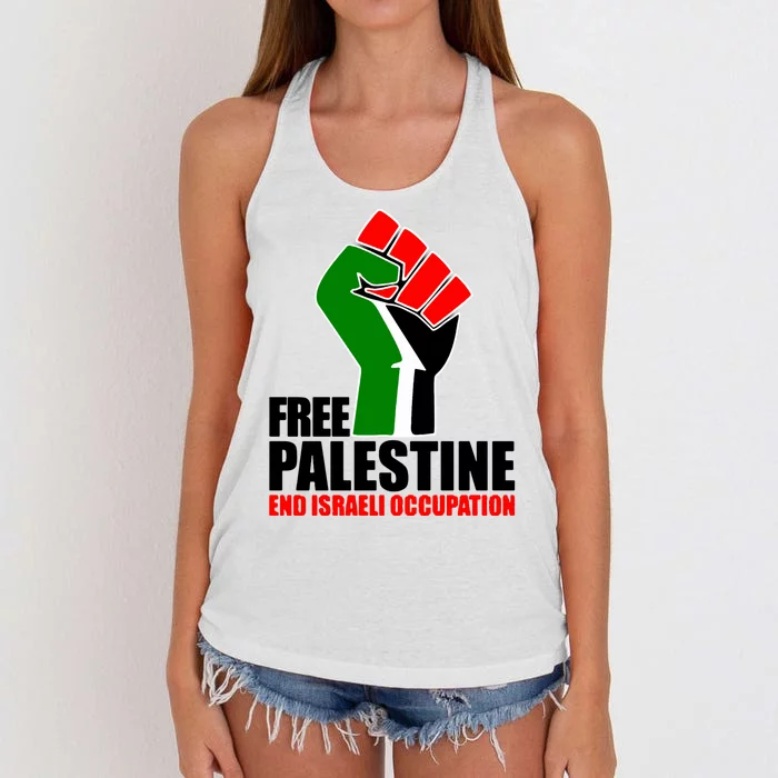 Free Palestine And End Israeli Occupation Women's Knotted Racerback Tank