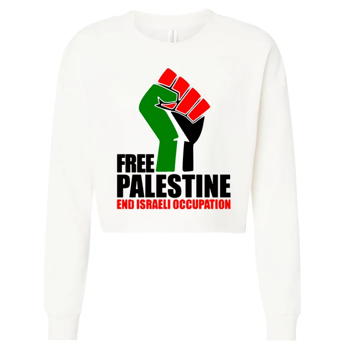 Free Palestine And End Israeli Occupation Cropped Pullover Crew