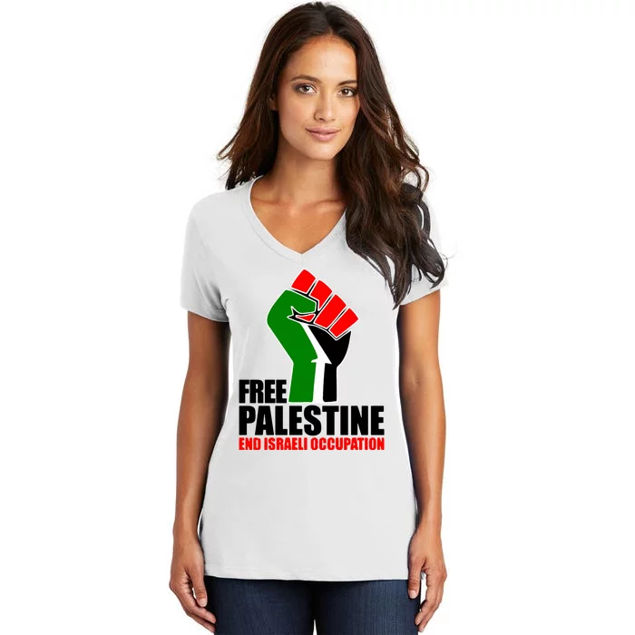 Free Palestine And End Israeli Occupation Women's V-Neck T-Shirt