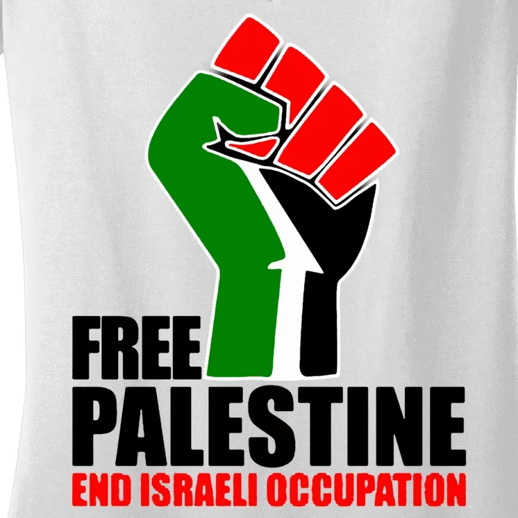 Free Palestine And End Israeli Occupation Women's V-Neck T-Shirt