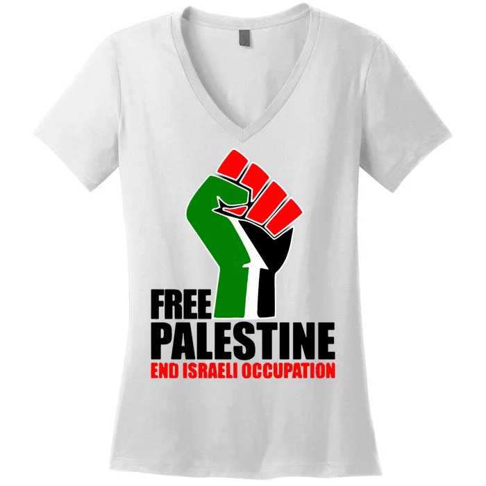 Free Palestine And End Israeli Occupation Women's V-Neck T-Shirt