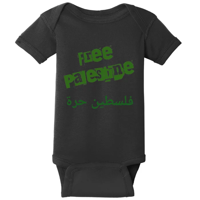 Free Palestine Arabic Support Palestine And Keffiyeh Palesti Baby Bodysuit