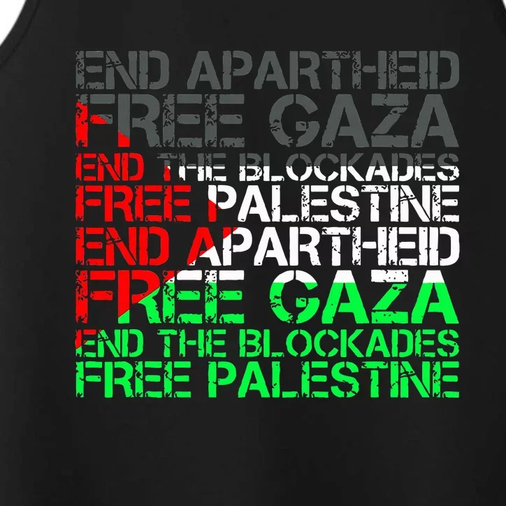 Free Palestine Arabic Palestine Gaza Jerusalem Support Flag Performance Tank