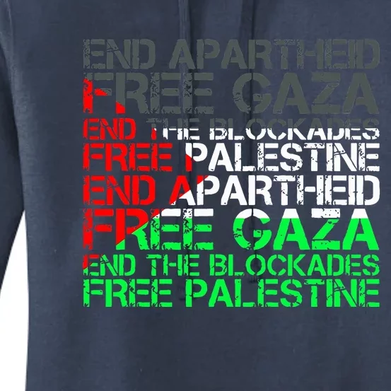 Free Palestine Arabic Palestine Gaza Jerusalem Support Flag Women's Pullover Hoodie