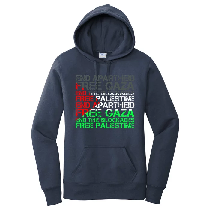 Free Palestine Arabic Palestine Gaza Jerusalem Support Flag Women's Pullover Hoodie