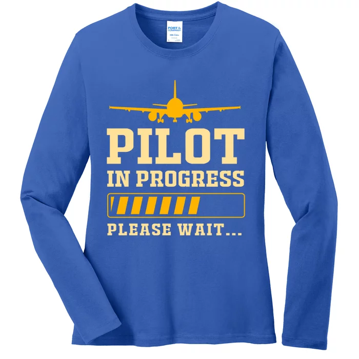 Future Pilot Airplane Pilot In Progress Gift Ladies Long Sleeve Shirt