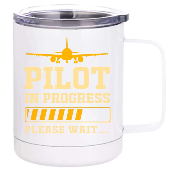 Future Pilot Airplane Pilot In Progress Gift Front & Back 12oz Stainless Steel Tumbler Cup