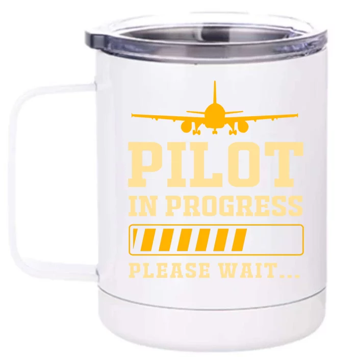 Future Pilot Airplane Pilot In Progress Gift Front & Back 12oz Stainless Steel Tumbler Cup