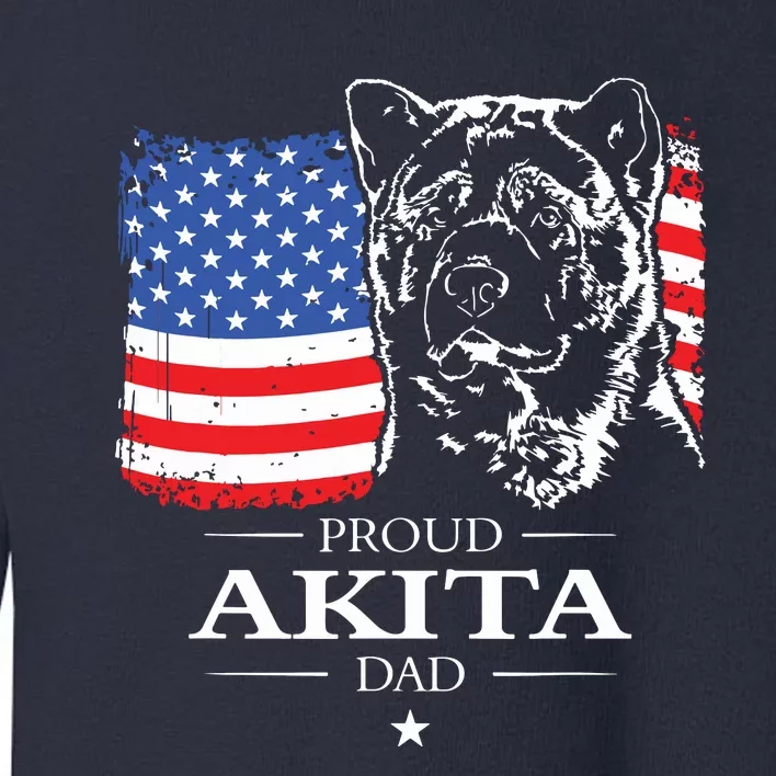 Funny Proud Akita Dad American Flag Patriotic Dog Gift Toddler Sweatshirt