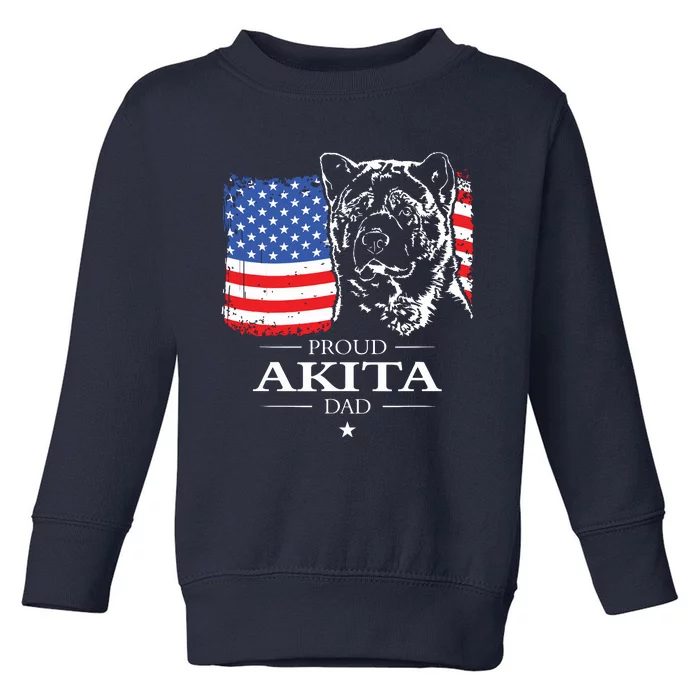 Funny Proud Akita Dad American Flag Patriotic Dog Gift Toddler Sweatshirt