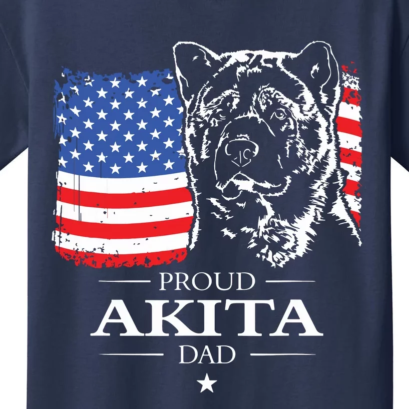 Funny Proud Akita Dad American Flag Patriotic Dog Gift Kids T-Shirt