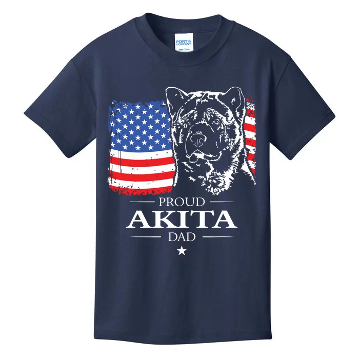 Funny Proud Akita Dad American Flag Patriotic Dog Gift Kids T-Shirt