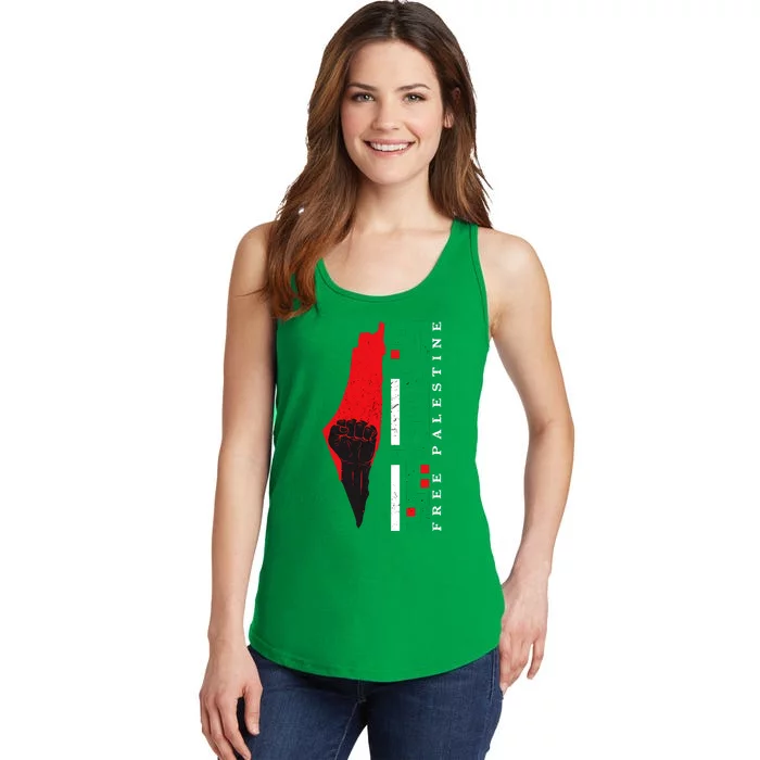 Free Palestine Arabic Support Palestine And Gaza Jerusalem Ladies Essential Tank