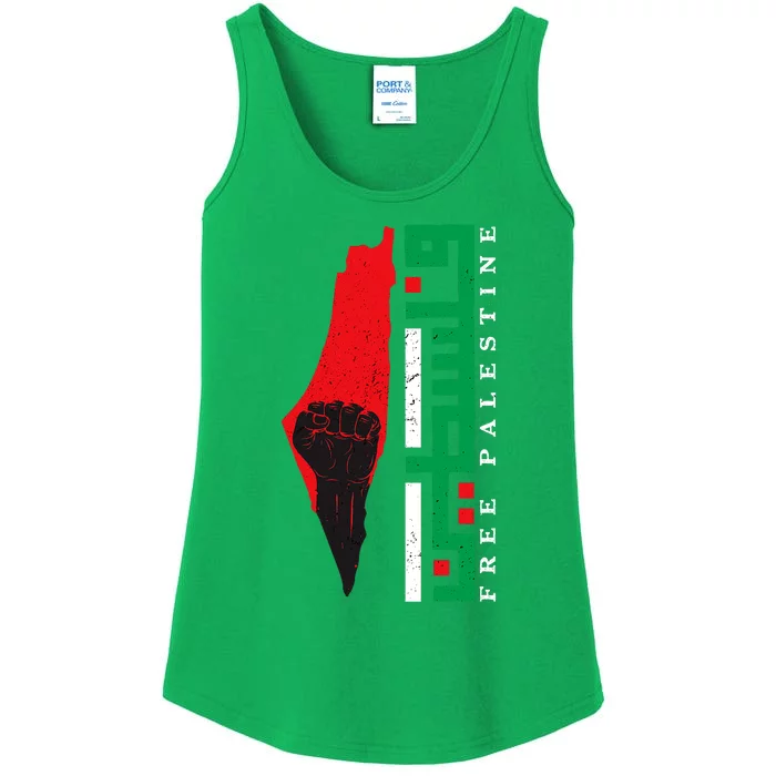 Free Palestine Arabic Support Palestine And Gaza Jerusalem Ladies Essential Tank