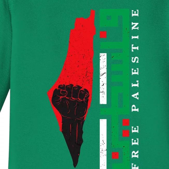 Free Palestine Arabic Support Palestine And Gaza Jerusalem Baby Long Sleeve Bodysuit