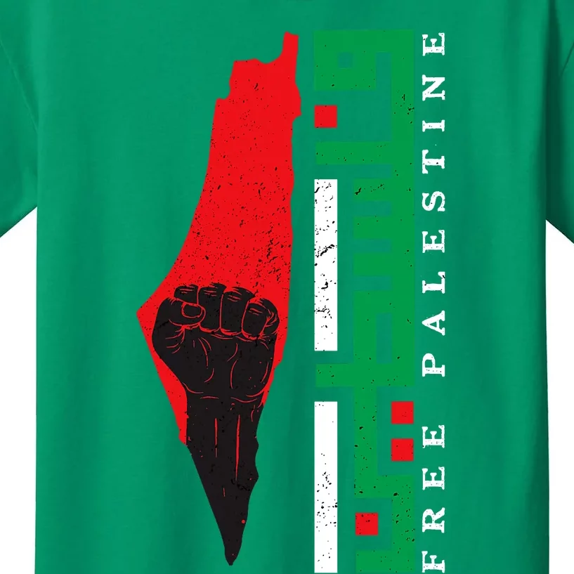 Free Palestine Arabic Support Palestine And Gaza Jerusalem Kids T-Shirt