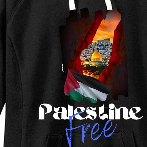 Free Palestine Arabic Support Palestine And Gaza Women's Fleece Hoodie