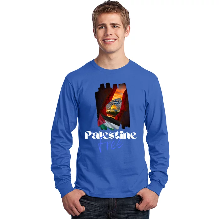 Free Palestine Arabic Support Palestine And Gaza Long Sleeve Shirt