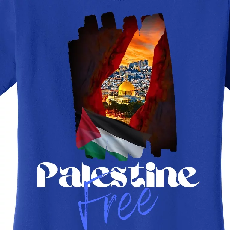 Free Palestine Arabic Support Palestine And Gaza Women's T-Shirt