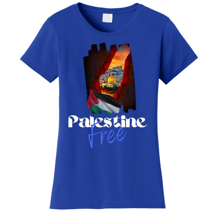 Free Palestine Arabic Support Palestine And Gaza Women's T-Shirt