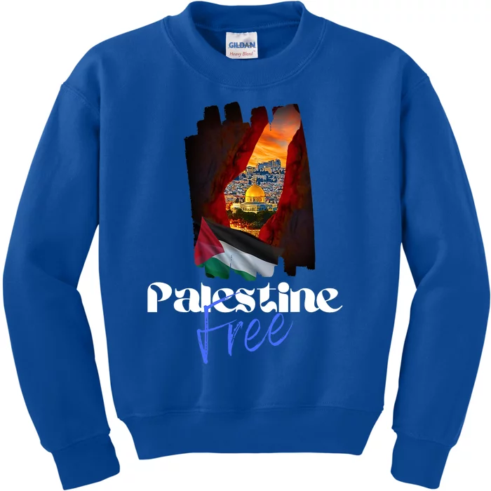 Free Palestine Arabic Support Palestine And Gaza Kids Sweatshirt