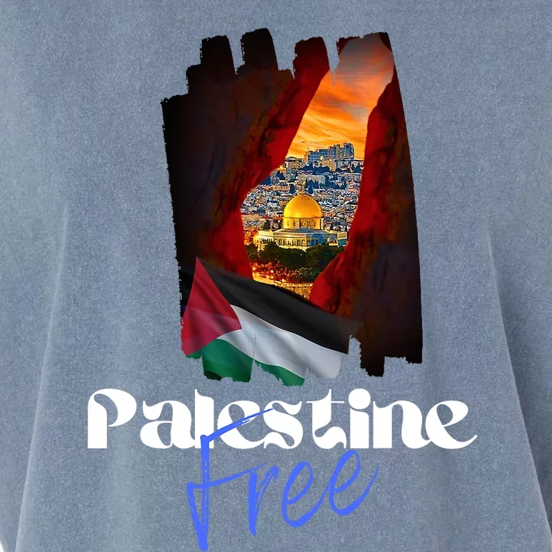 Free Palestine Arabic Support Palestine And Gaza Garment-Dyed Women's Muscle Tee