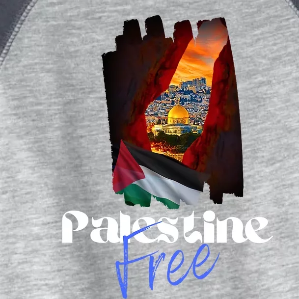 Free Palestine Arabic Support Palestine And Gaza Toddler Fine Jersey T-Shirt