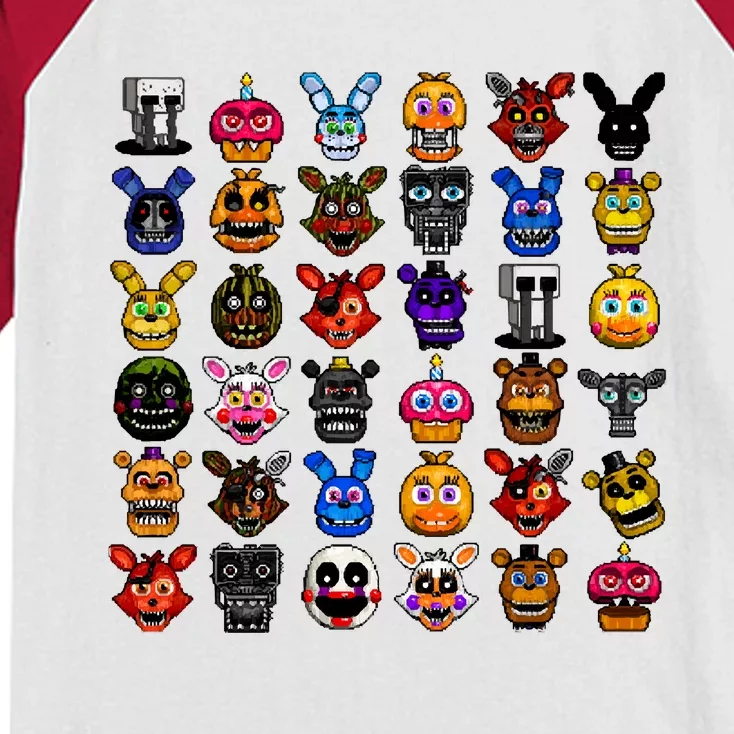 Fnaf Pixel Art Collage Kids Colorblock Raglan Jersey