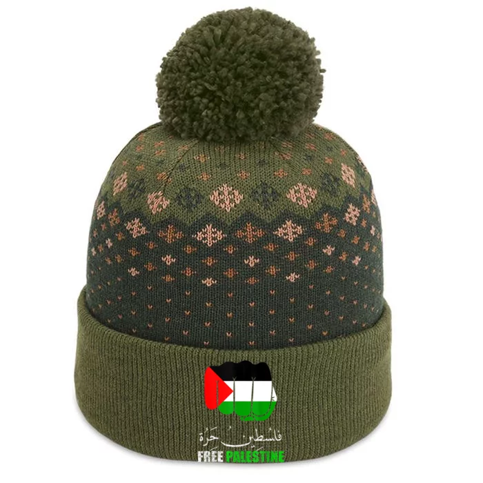 Free Palestine Arabic Support Palestine People The Baniff Cuffed Pom Beanie