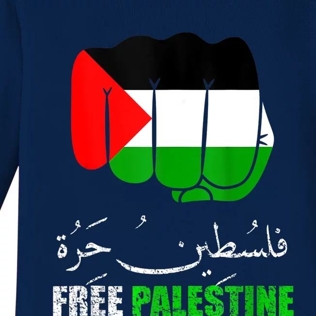 Free Palestine Arabic Support Palestine People Baby Long Sleeve Bodysuit