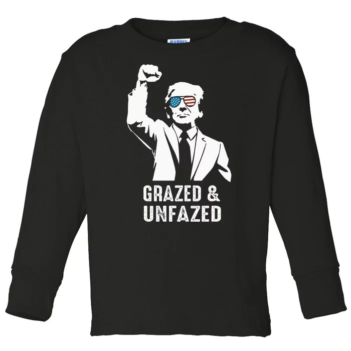 Fist Pump American Patriot Grazed And Unfazed Toddler Long Sleeve Shirt