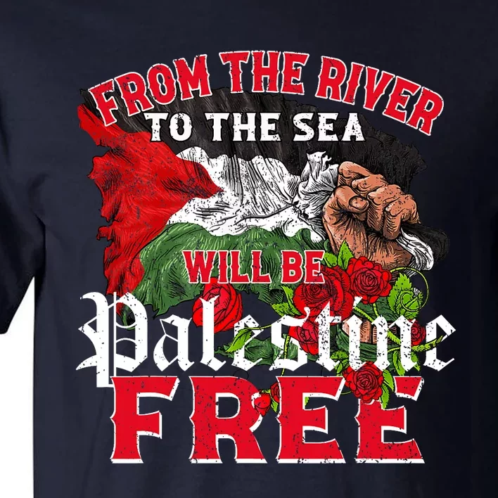 Free Palestine Arabic Support Palestine And Keffiyeh Palesti Tall T-Shirt