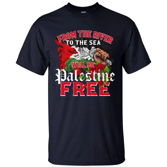 Free Palestine Arabic Support Palestine And Keffiyeh Palesti Tall T-Shirt