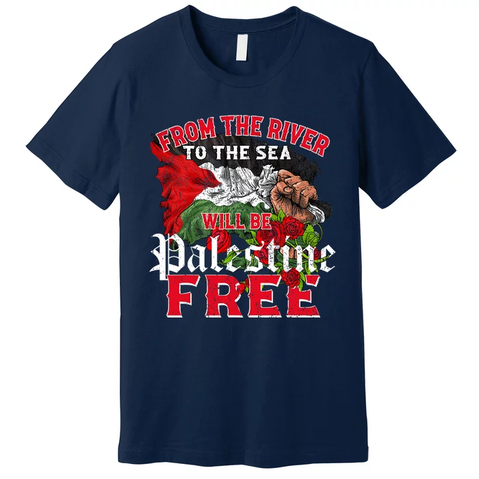 Free Palestine Arabic Support Palestine And Keffiyeh Palesti Premium T-Shirt