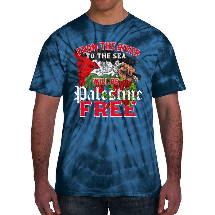 Free Palestine Arabic Support Palestine And Keffiyeh Palesti Tie-Dye T-Shirt