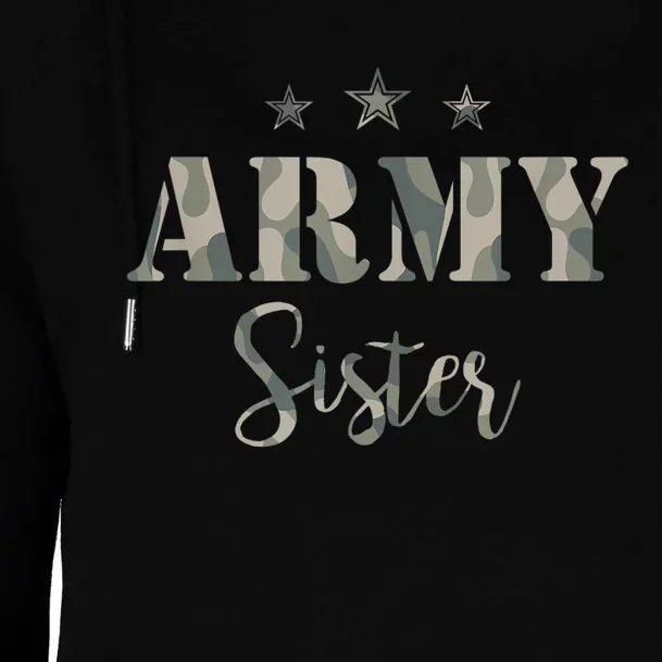 Funny Proud Army Sister Gift Camouflage Shirt Army Sister Gift Womens Funnel Neck Pullover Hood